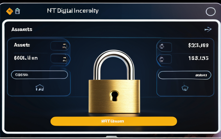 **Prompt:** Secure digital wallet interface displaying NFT assets, padlock icon overlay, emphasizing protection against phishing scams, realistic rendering.